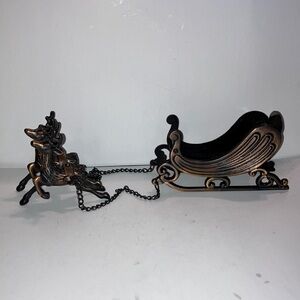 Vintage‎ Copper Reindeer Sleigh Decor